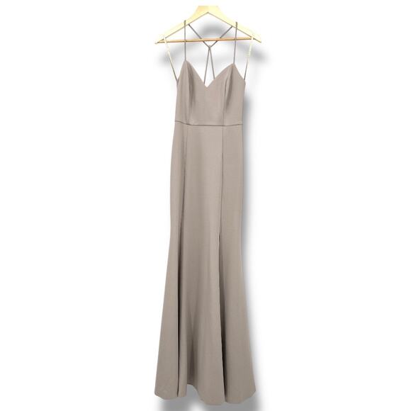 Jenny Yoo Strappy Maxi Dress Thigh Slit Dress Women’s 6 Muted Mauve Bridesmaid - Picture 1 of 15